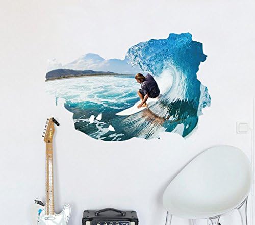 KKLL Wall stickers 3D Stereoscopic Surf Figure Wallpaper Kids Room Decoration Wall Sticker Pvc Removable Wall Decal , 60*90cm