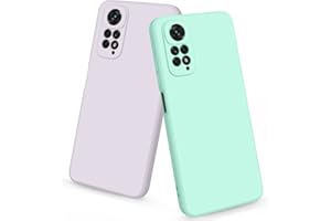 Oumida Funda Compatible con Xiaomi Redmi Note 11 / Redmi Note 11s Funda, Carcasa Suave TPU Silicona Caso Delgada Anti-arañazos Case con Tapete de Microfibra Anti-Choques, Cian Claro/Hierba Púrpura