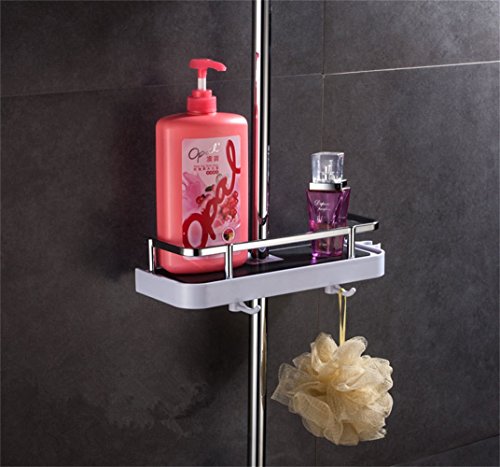 YunNasi Höhenverstellbar Badezimmer Duschablage zum Hängen mit 2 Haken kein Bohren an der Wand montiert geeignet für Shampoo Duschgel (Rohrdurchmesser 25mm) - 2