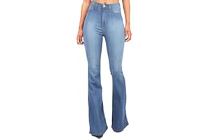 GUOCU Mujer Pantalones Acampanados Pantalones De Mezclilla Talla Grande Elegante Bell-Bottoms Jeans Pantalones Vaqueros De Campana Casual Vaqueros Pitillo Cintura Alta Slim Pantalones Ancho Pierna