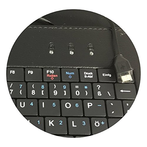 Qwertz Tastatur Tablet Tasche für Jay-Tech XTE10D 3G Tablet PC / 25,6 cm 10.1 “ mit Standfunktion – Deutsche Tastenbelegung – 10 Zoll Schwarz Tastatur - 5