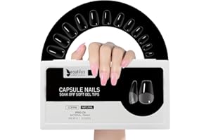 Beautilux Capsule Americaine Ongle, Coffin Court Capsules Ongles Transparente Acrylique 552 Pièces 12 Tailles, Soak Off Faux Ongles Pose Americaine Pour Manucures à Domicile Et Salons De Manucure