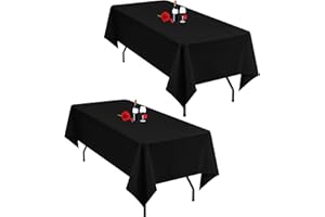 Lumaycens 2 Pack Black Tablecloth 60x102Inch Table Cloths Rectangle Polyester Farbic Tablecloths For 6 Foot Tables Washable Black Table Cloth Rectangular for Wedding Party Banquet