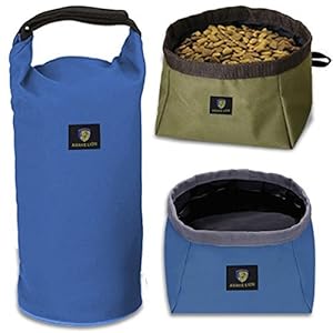Awakelion cuenco de perro plegable Cuenco de viaje portátil para perros Kit para comida y agua Perfecto para perros medianos y grandes