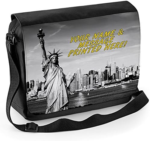 Personalised Newyork Statue Of Liberty Skyline St170 School Shoulder Work Messenger College Bag Gift ** Add a Name or Text **