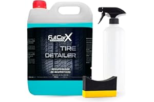FULLCARX Tire Detailer 5 Litres Brillant Pneu, Renovateur Plastique Voiture Extérieur, Rapide et Efficace, Finition Satinée, Noir Intense Nettoyant Pneus, Produit Nettoyage Detailing Professionnel