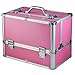Popamazing Large Aluminum Waterproof Stylish Beauty Makeup Box Luggage Cosmetic Case (Pink)