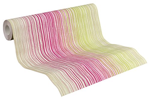 Esprit Home Tapete Buenos Aires, Streifentapete, telemagenta, hellgrün, beige, 941471