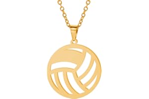 VASSAGO Hollow Volleyball Necklace Stainless Steel Love Basketball Necklace Minimalist Sport Jewelry Clavicle Chain Gifts for Teen Girls Boys