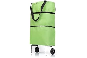 UV STYLISH Trolley per la spesa, pieghevole, con 2 ruote, maneggevole e lavabile, carrello a mano con materiale rinforzato, 20 l (verde)