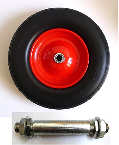 PU Schubkarrenrad 4.80/4.00-8 Ø390 mm stahlfelge inkl. Achse, 200Kg