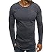 Produktbild SuperSU Herren Herbst Winter Hemd Einfarbig Slim Beiläufige Herbst Winter Langarmhemd T-Shirt Oberteil Männlich Sweatshirt Pullover Pulli mit Rundhalsausschnitt Men Blouse Sweatshirt Sweat