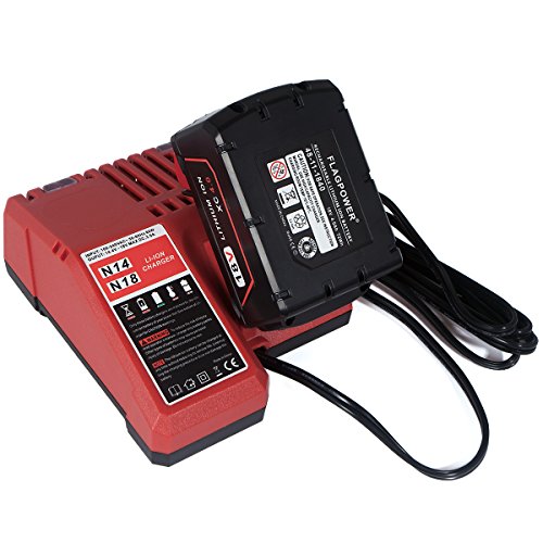 FLAGPOWER Ladegerät 14.4V 18V Li-ion Werkzeug Akku Ersatz Ladegerät für Milwaukee 14.4V-18V Li-ion Batterie M18 48-59-1812, 48-59-1807, 48-59-1806, 48-59-1840, 2710-20 - 5