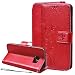 Produktbild SMART LEGEND Samsung Galaxy S7 Hülle Lederhülle Schmetterling Weinstock Premium Schutzhülle Wallet Case Rot Muster Handyhülle Design Etui Brieftasche Ledertasche mit Handschlaufe Neu Zubehör im Bookstyle Cover Schale mit Ständer Standfunktion Etui Karten Slot und Magnetverschluss Flip Case