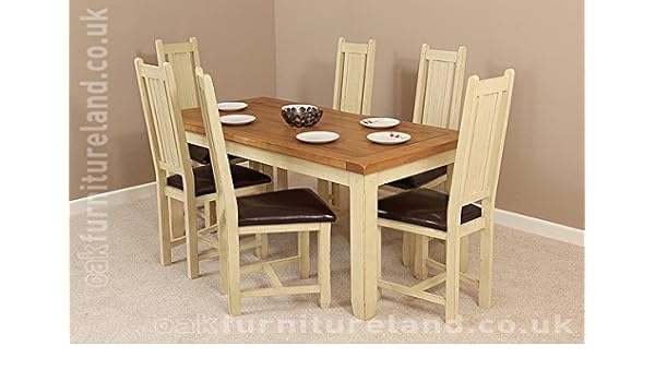Phoenix Shabby Chic 5ft 6 X 2ft 9 Dining Table 6 Cream Painted