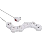 Brennenstuhl Vario Power &ccedil;oklu priz, USB şarj fonksiyonlu, hareketli &ccedil;oklu priz, 5 kat (1,4 m kablo, şalterli ve 2 USB şarj s