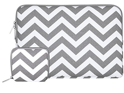 MOSISO Chevron Stil Canvas Gewebe Hülle Laptop Sleeve Tasche Beutel für 15-15.6 Inch MacBook Pro, Notebook Computer mit einem kleinen Fall, Grau