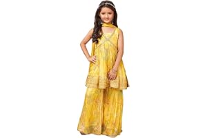 White Button Girls Georgette Sharara Suit Set | Premium Designer Ethnic Wear for Kids