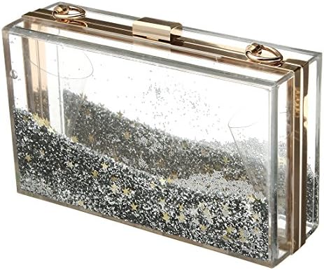 Women's Shiny Transparent Clear See Through Box Acrylic Clutches Handbags for Ladies Evening Bags