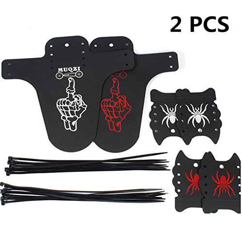 Wiiguda@ 6 Pezzi MTB Mudguard Parafango Bici Set Anteriori e Posteriori Bicycle Fenders , 16 * Fascette Per Mountain Bike MTB da 26 ", 27,5", 27,5 "+, 29", (Bianco & Nero + Rosso & Nero)