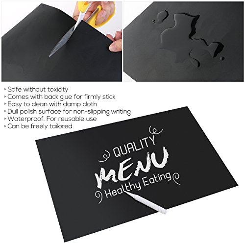 NUOLUX Tafel Aufkleber Wandtattoo 6 farbige Kreide und Radiergummi Tuch enthalten – Tafel Kontakt Papier Vinyl Chalk Board Paint Alternative (12′ x 17,7″) Innenministerium Dekor - 3
