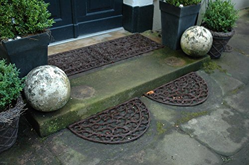 Esschert Design Schmutzfangmatte, Fußmatte in antik aus Gusseisen, halbrund, ca. 69 cm x 41 cm - 3