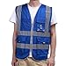 Produktbild iiniim Unisex Reflektierende Sicherheitsweste Warnweste Verkehrswarnweste Baustellenweste mit Taschen M L XL XXL Blau L