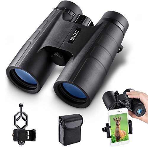 BNISE Binocolo Professionale, Compatto 10x42 HD, Prisma BaK4 FMC con Lenti Completamente Multistrato, Adatto Viaggi All'aperto, Bird Watching, Da Teatro, Caccia e Concerti, Adattatore per Smartphone