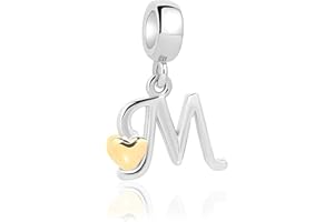 Jokmeo Ciondolo charm con lettere dall'A alla Z per donne in argento 925 puro, compatibile con bracciali e collari della marca Pandora e di stile europeo, adatto a donne e ragazze.ZM1