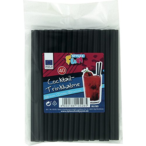 Stylex 10528 - Cocktail-Trinkhalme, 40 Stück, schwarz