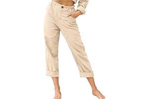 riou Pantalones Mujer Verano 2022 Frescos Vintage Cintura Elástica Lino de Algodón Pantalones Casual Sueltos Señoras Suave Ligeros Pantalones de Playa Danza Yoga Pants