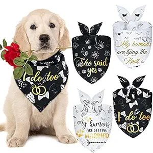 4 Pieces Wedding Dog Bandana My Humans are Getting Married Pet Bandana She Said Yes Dog Scarf Dog Engagement Announcement Pet Wedding Photo Prop for Dogs and Cats