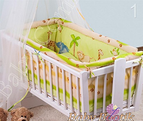 LARGE PADDED CRIB BUMPER 260 cm LONG TO FIT REGULAR CRIB / CRADLE 90x40 cm - SAFARI / JUNGLE