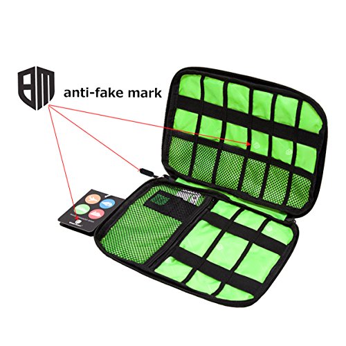 BAGSMART Universaltasche Elektronikzubehör Aufbewahrungstasche für Energy-Banks, USB Drive Shuttle, Kabel Grün - 3