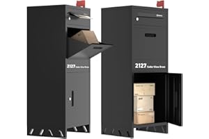 OZG Parcel Box Outdoor, Lockable Large Drop Boxes, Customization Address Sticker, Weatherproof Delivery Box for Parcels Suitable for Diverse Scenarios Delivery Boxes (40 × 45 × 110 cm)