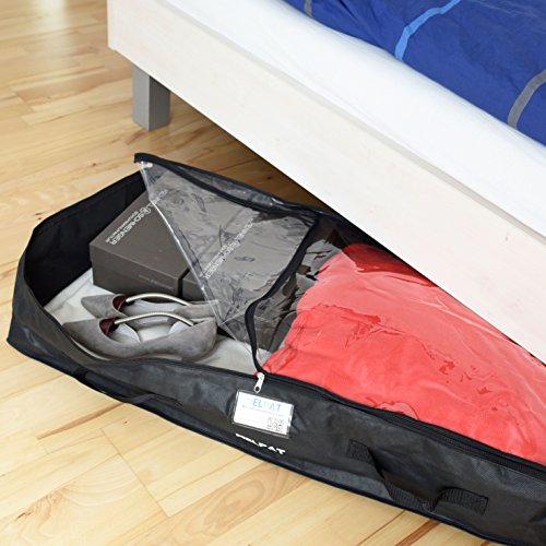 Premium Unterbettkommode mit Sichtfenster, 4 Haltegriffen und Beschriftungsfenster – 100 x 48 x 18 cm – staubfreie Kleideraufbewahrung – atmungsaktive Aufbewahrungstasche für Decken, Kleidung und mehr - 5