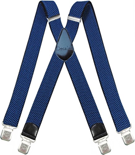 Tirantes Hombre X-Forma Elásticos Ancho 40 mm con clips extra fuerte totalmente adjustable todos los colores (Azul Claro)