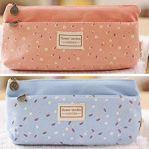 Leinwand Federmaeppchen Federmappe Federtasche Make-up Kulturtasche Rosa - 7