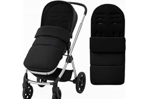 CUDDLES COLLECTION Footmuff for Pushchair Universal – Cosy Toes for Buggies Stroller Footmuff | Windproof, Fleece-Lined, Waterproof | Warm Baby Pram Footmuff, (Fits 5-Point Harness) 100cm - All Black