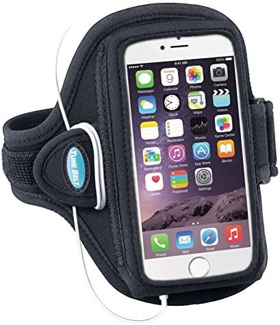 Armband for iPhone 8 7 6s 6 (NOT PLUS) - Fits with NO CASE - Also for iPhone 5 5s 5c SE with OtterBox Commuter - for Running, Sports &amp; Workouts - Sweat Resistant [Black]