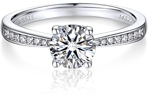 MomentWish Anello Fidanzamento Donna, 1 Carato Moissanite Diamante Anello Argento 925 Anello Promessa con Certificato Gra Regalo Donna (Argento/Oro rosa)