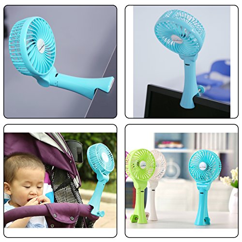 Totoose Handventilator batteriebetrieben Leise USB Clip Mini Einstellbarer Ventilator (Blau) - 7