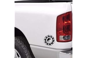 HANDMADE BY STUKK Yin Yang Soleil Bouddha Design Fun Fenêtre Bumper Autocollant Vinyle 14,8 cm x 15,2 cm