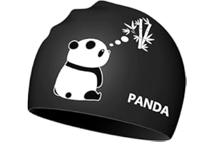 Cuffia da nuoto da donna e uomo con motivo Panda, in silicone, impermeabile, per capelli corti/lunghi, allenamento professionale e competizione