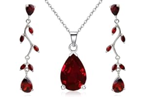 Crystalline Azuria Schmuck-Set für Damen Kristall Tropfenfürm Halskette und Ohrringes Schmuck-Set Kostüm Schmuck für Damen Hochzeit 18ct Weiß Vergoldet Anhänger und Ohrringe Schmuck-Set