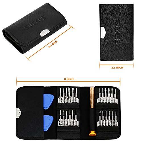 SYCEES Gehärtet Mini Schraubendreher Set 25-teilig Präzisions Magnetisierbar Wechseleinsätze mit 2 Plektron Reparatur Set für Apple Handy PC Laptop Kamera, Brillen, Uhren iPhone 6 6s plus - 6