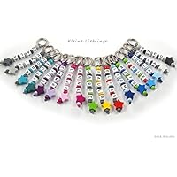 Schlüsselanhänger mit Gravur bzw Namen Kinder - Erwachsene - Taschenbaumler - Stern - Schlüsselring - GRATIS Versand - verschiedene Farben