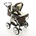 Chilly Kids iCaddy Pram & Pushchair Travel System (car seat, raincover, mosquito net, beverage tray, changing pad) 03 Black & White Flowers