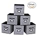 Produktbild homyfort 6er Set Faltbare aufbewahrungsboxen stoffbox faltbox 30 x 30 x30cm, mit Ledergriffe und Etikettenhalter, Schwarz Leinen, XAB06PLP