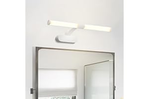 Aigostar 6W Mirror Lights 40CM Picture Lights for Wall 4000K Led Wall Light Wireless Vanity Lights with IP44 Waterproof 600LM Suitable for Bathroom Cabinets Picture Vanity Photo Plastic White